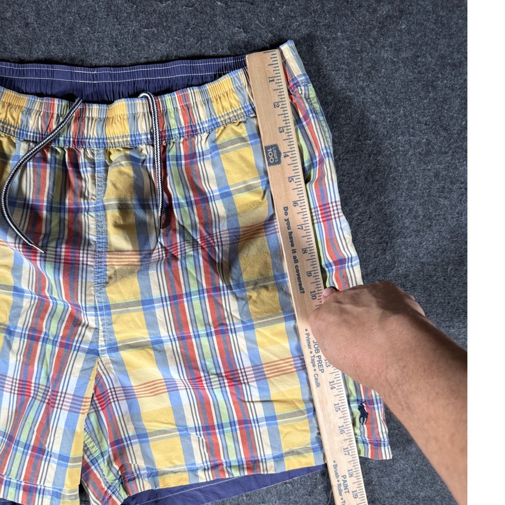 Polo Ralph Lauren Reversible Swim Trunks XL Plaid Navy Blue Cotton Shorts Mens - Picture 13 of 15